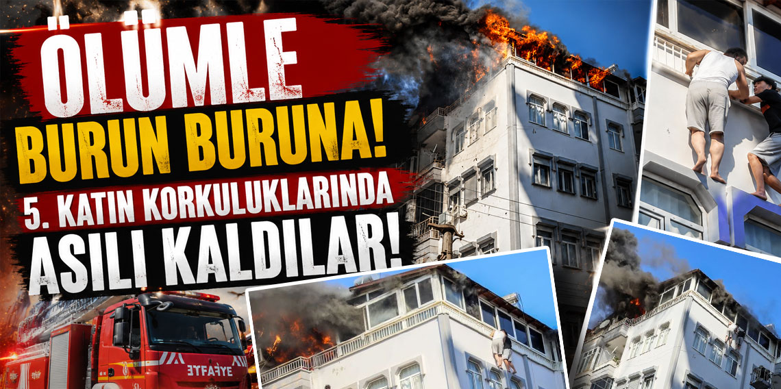 Ölümle burun buruna! 5. katın korkuluklarında asılı kaldılar