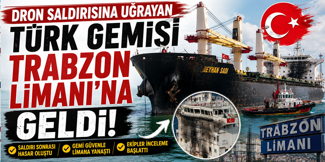 Dron saldırısına uğrayan Türk gemisi Trabzon Limanı'na geldi!