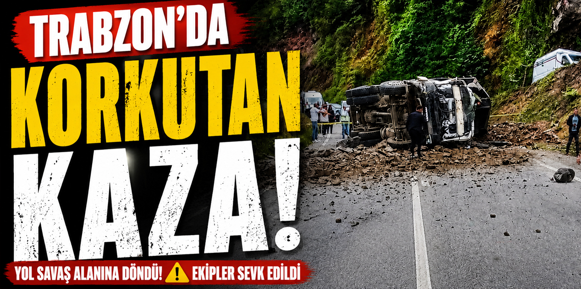 Hafriyat kamyonu yola devrildi: 1 yaralı