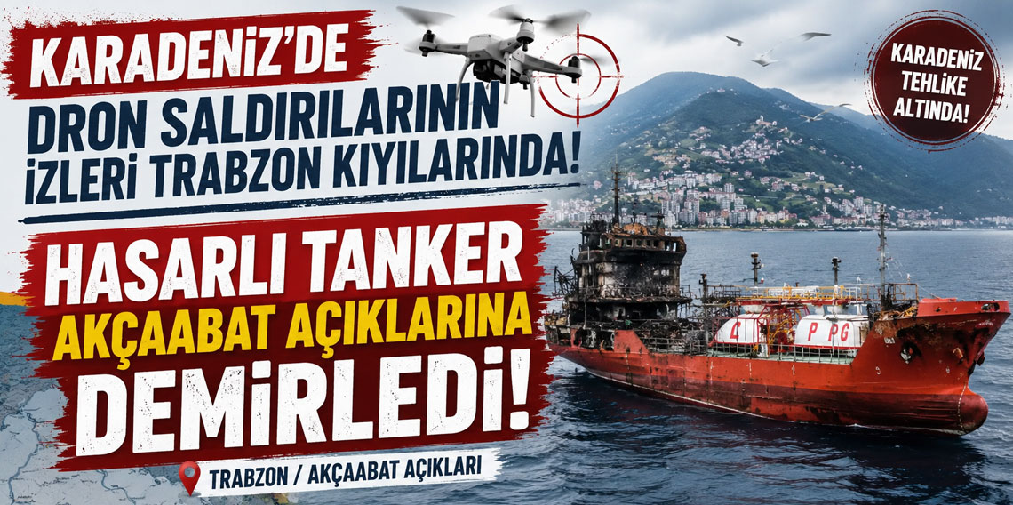 Karadeniz'de dron saldırılarının izleri Trabzon kıyılarında! Hasarlı tanker Akçaabat açıklarına demirledi
