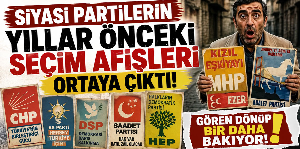Siyasi partilerin yıllar önceki seçim afişleri ortaya çıktı! Gören dönüp bir daha bakıyor