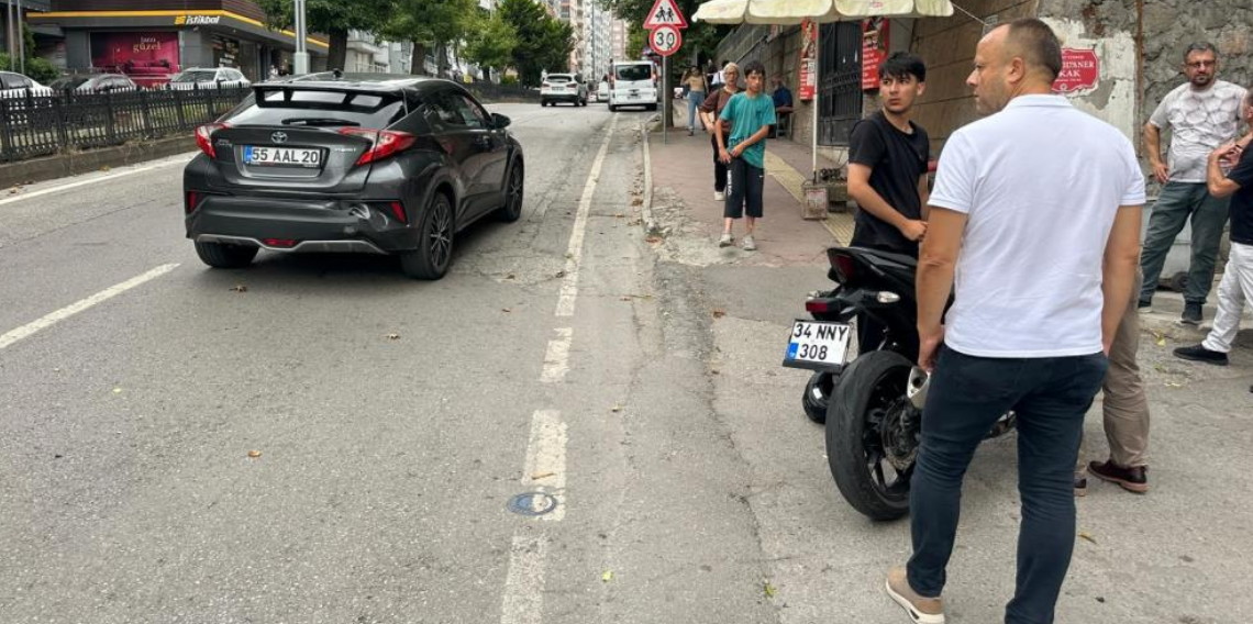 Samsun'da Motosiklet SUV Araca Arkadan Çarptı