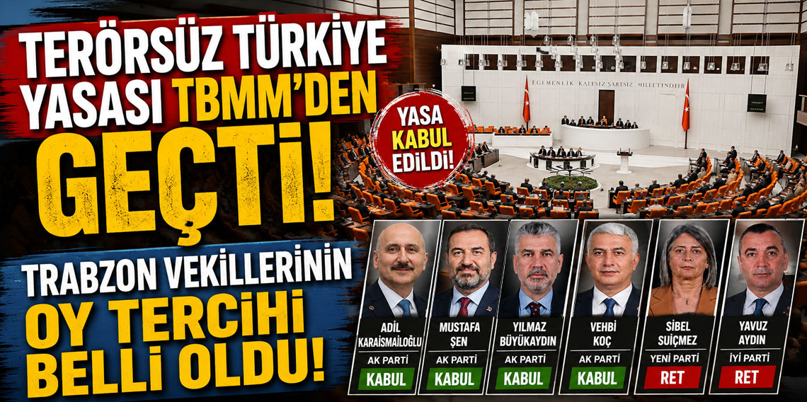 Terörsüz Türkiye yasası TBMM’den geçti! Trabzon vekillerinin oy tercihi belli oldu