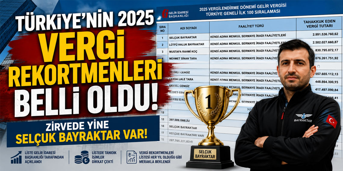 Türkiye’nin 2025 Vergi Rekortmenleri belli oldu! Zirvede yine Selçuk Bayraktar var