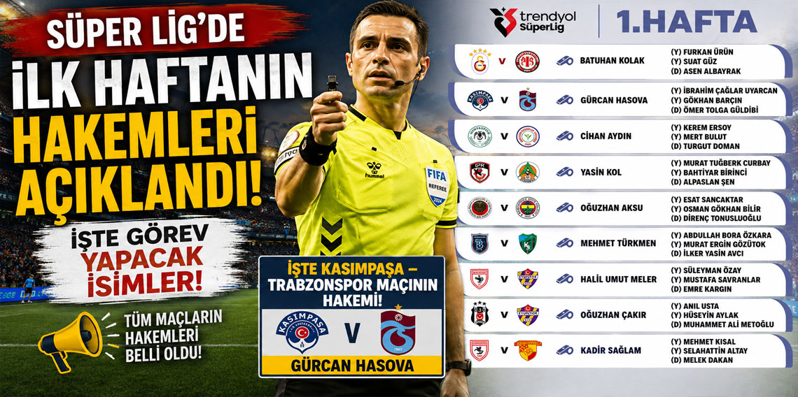 Süper Lig'de ilk haftanın hakemleri açıklandı! İşte görev yapacak isimler!