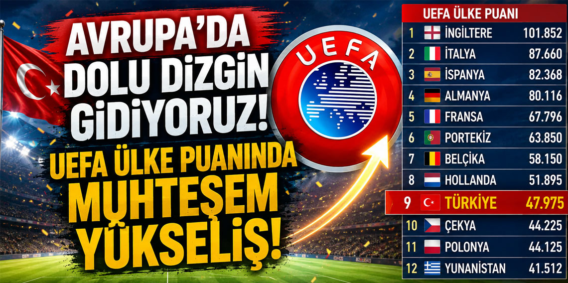 AVRUPA'DA DOLU DİZGİN GİDİYORUZ! UEFA ÜLKE PUANINDA MUHTEŞEM YÜKSELİŞ!