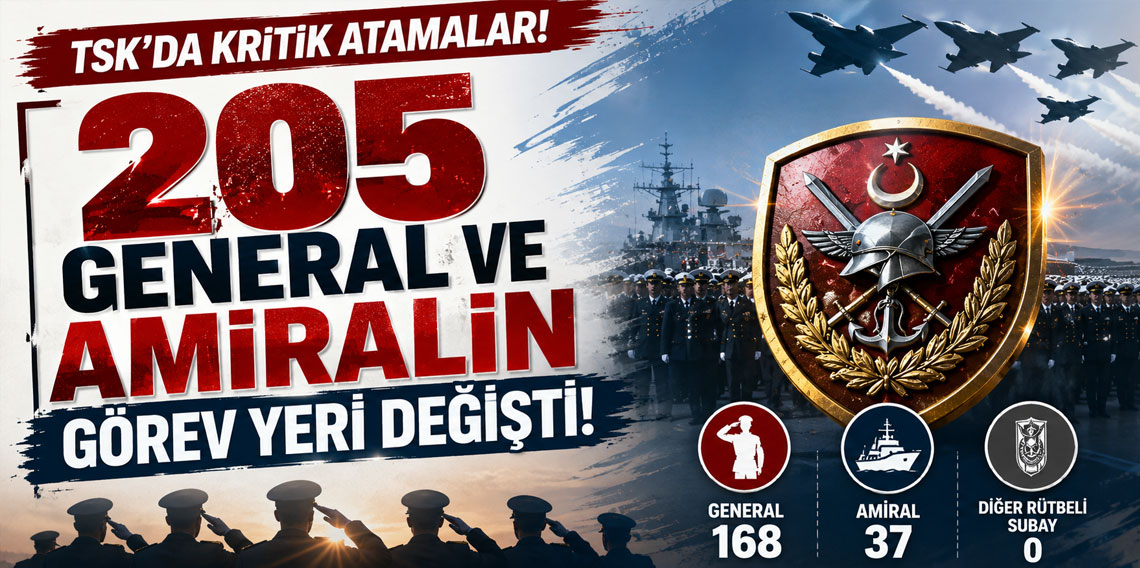 TSK’da 205 general ve amiralin görev yeri değişti!