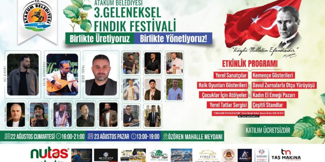Atakum'da Geleneksel Fındık Festivali başlıyor