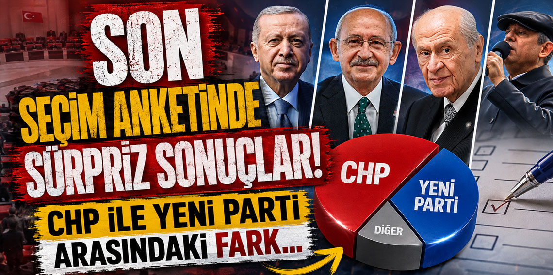 Son seçim anketinde sürpriz sonuçlar! CHP ile Yeni parti arasındaki fark...