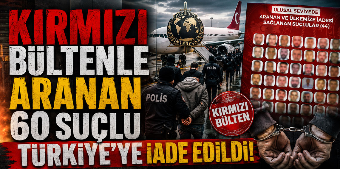 Kırmızı bültenle aranan 60 suçlu Türkiye'ye iade edildi