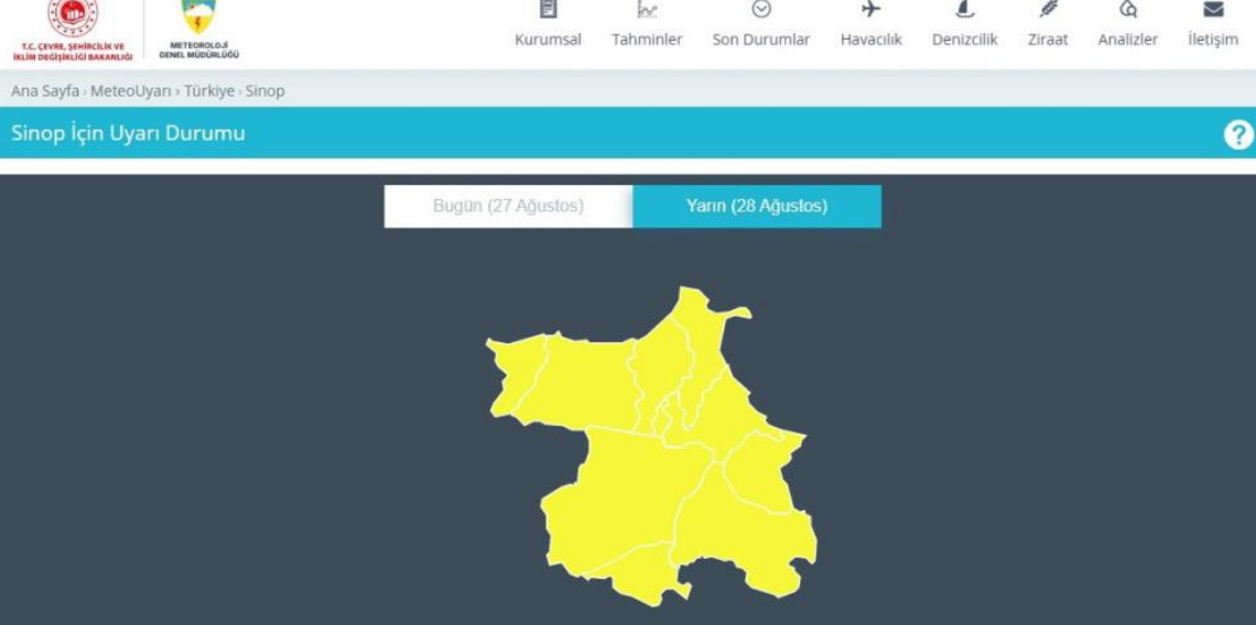 Sinop’ta Sarı Kodlu Alarm! Kuvvetli Sağanak Geliyor