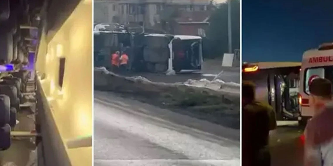 İstanbul'da işe gidenleri taşıyan servis devrildi: 15 yaralı
