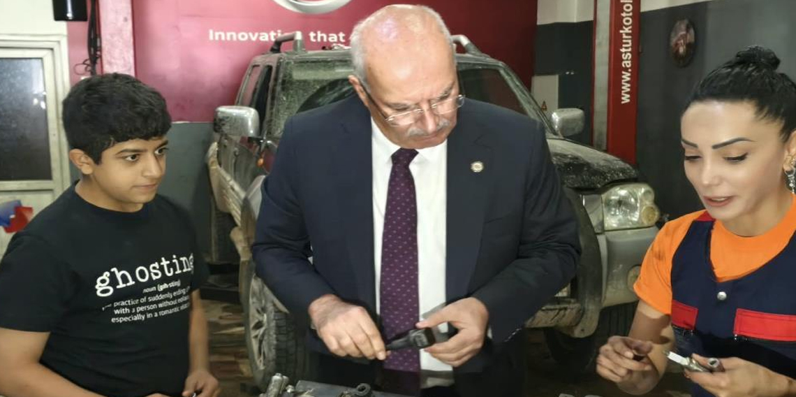 ATO Başkanı Baran, Şaşmaz’da kadın motor ustası Kuşçu’yu ziyaret etti