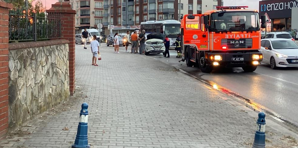 Sinop'ta SUV tipi araçta yangın paniği