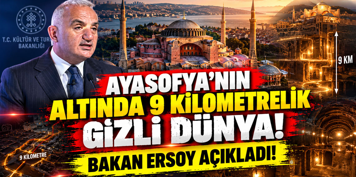 Ayasofya'nın altında 9 kilometrelik gizli dünya! Bakan Ersoy açıkladı
