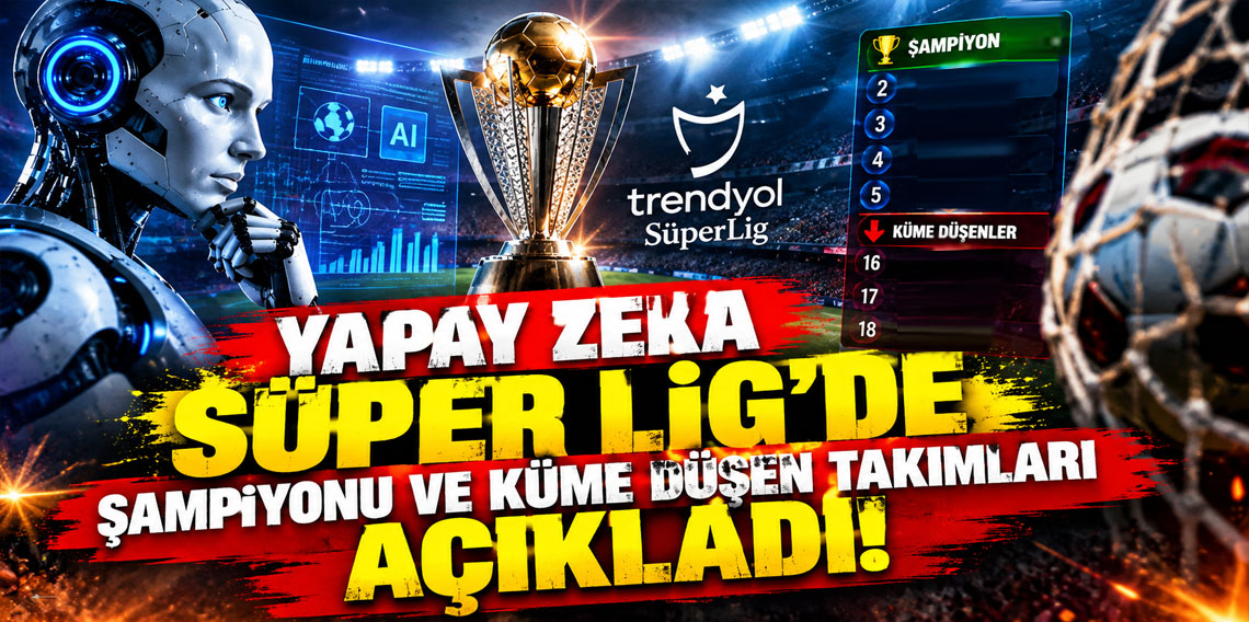 Yapay zeka Süper Lig'de şampiyonu ve küme düşen takımları açıkladı!