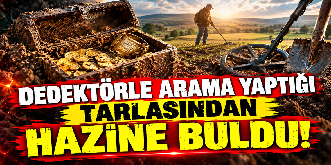 Dedektörle arama yaptığı tarlasından hazine buldu