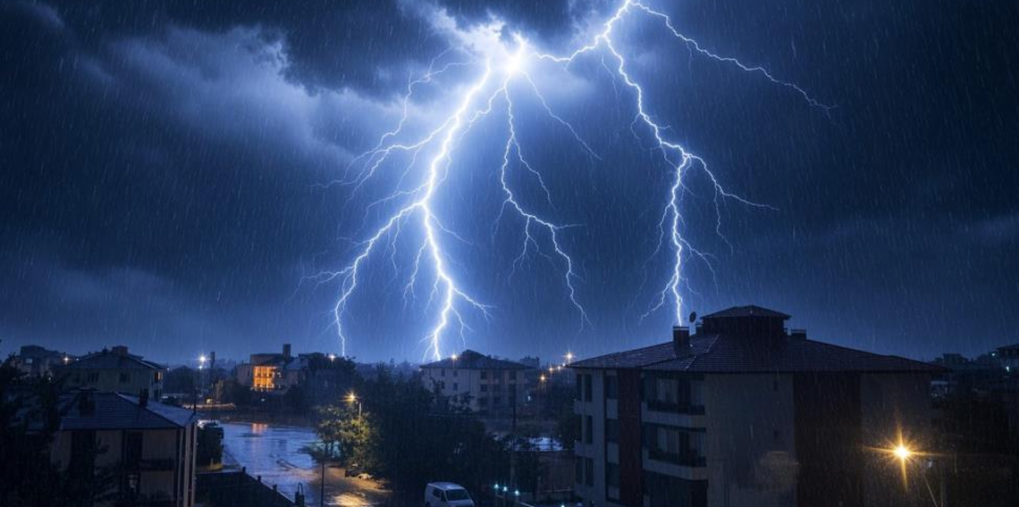 Erzincan’da geceyi şimşekler aydınlattı