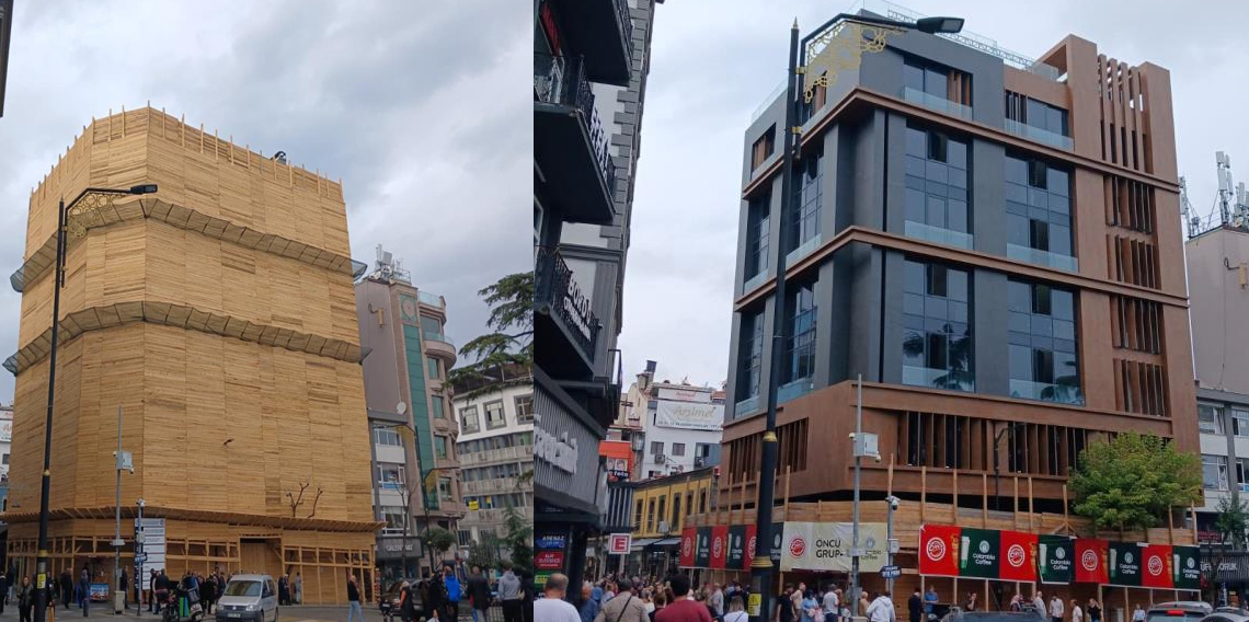 Trabzon'da Keresteyle paketlenmiş o binanın son hali ortaya çıktı