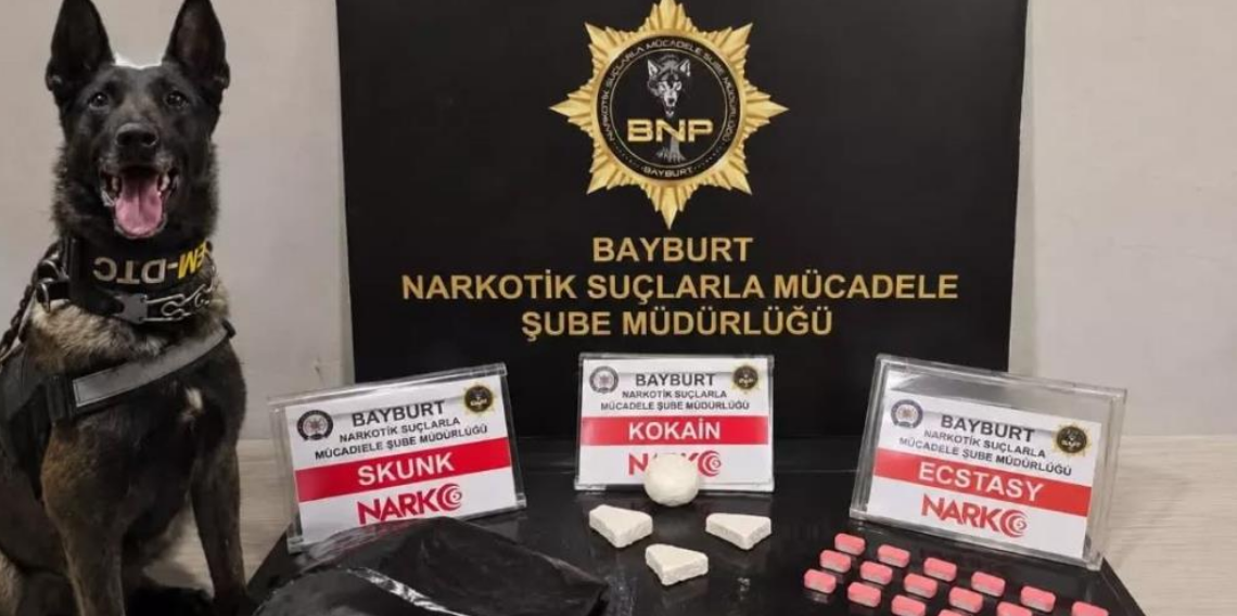 Bayburt'ta uyuşturucu operasyonu: 20 ekstazi, skunk ve kokain ele geçirildi