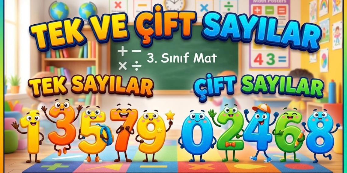 Tek ve çift sayılar nelerdir, nasıl bulunur? 3. sınıf matematik için tek ve çift sayılar, örnekler ve çözümlü sorular.