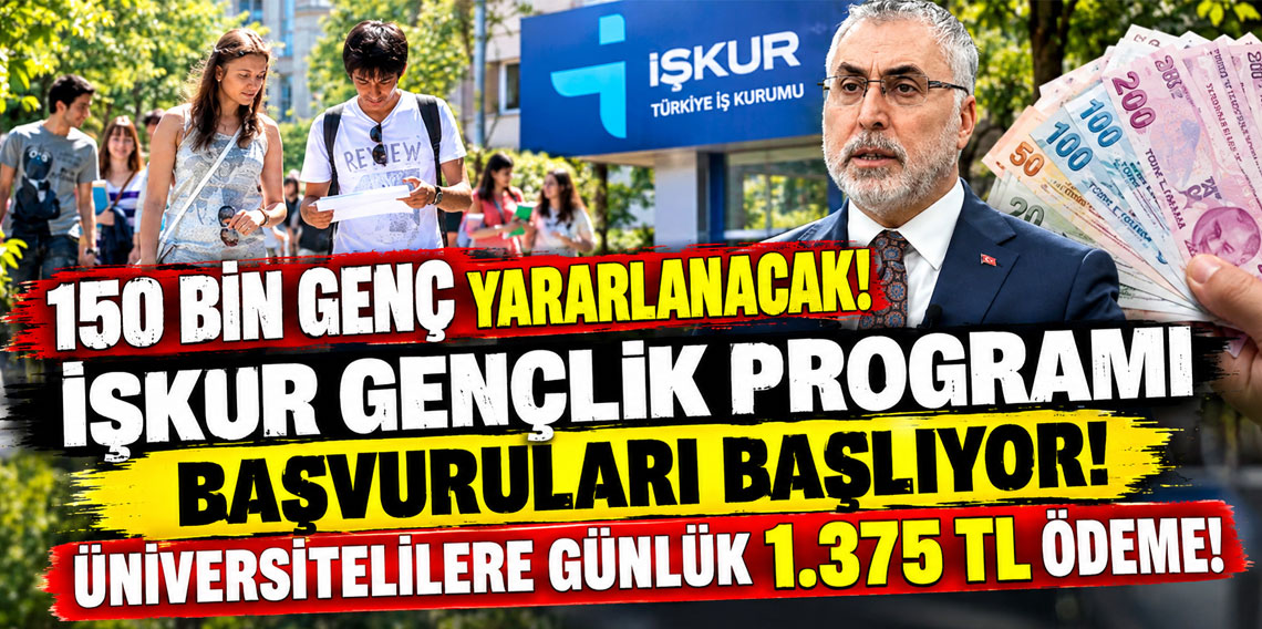 İŞKUR Gençlik Programı başvuruları başlıyor: Üniversitelilere günlük 1.375 TL ödeme!