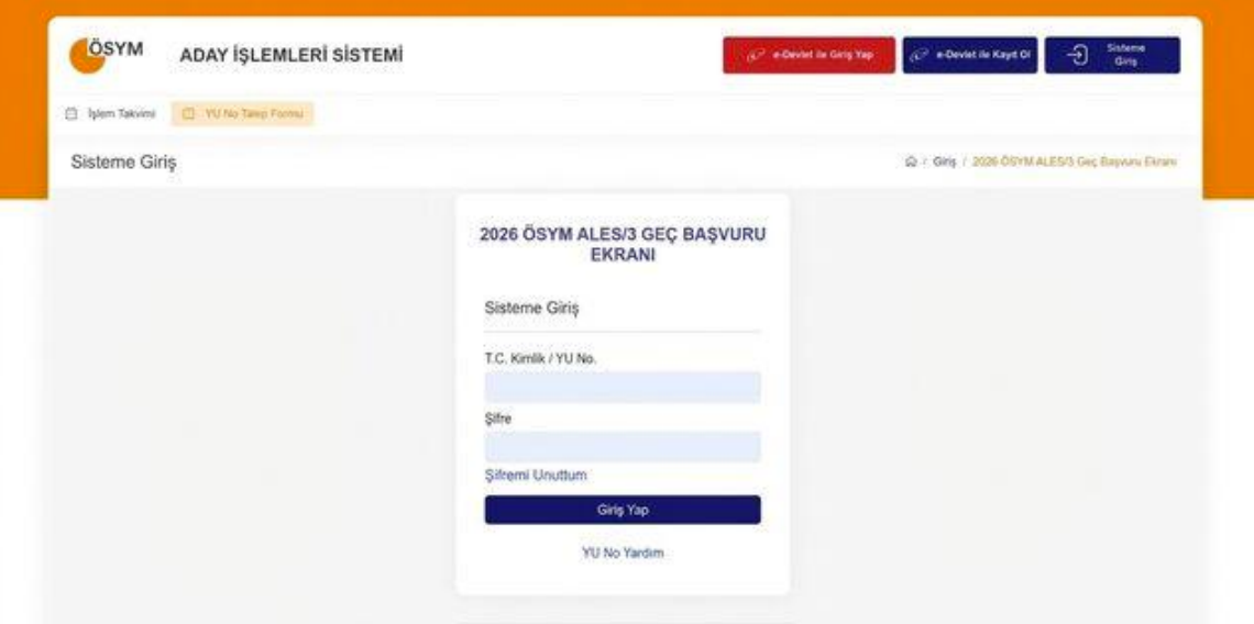 ALES/3 geç başvuru ekranı açıldı! Ücret 1.800 TL, son saat 23.59