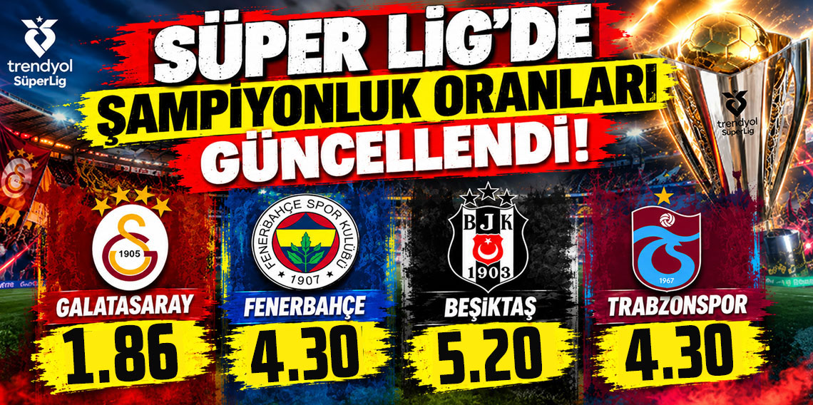 Süper Lig'de şampiyonluk oranları güncellendi! Trabzonspor'un oranı belli oldu!