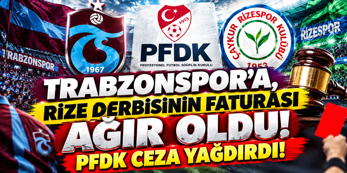 TRABZONSPOR'A, RİZE DERBİSİNİN FATURASI AĞIR OLDU! PFDK CEZA YAĞDIRDI!