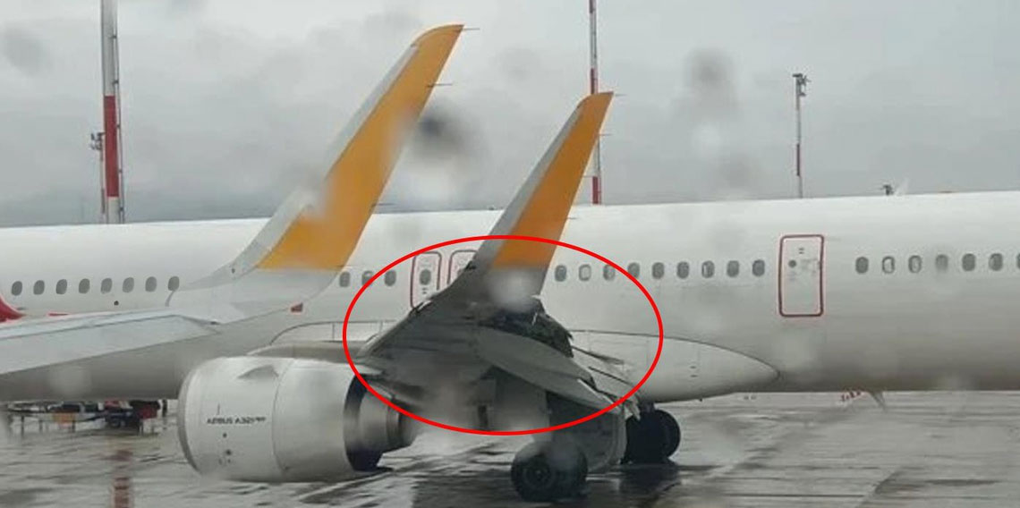 İstanbul'dan havalanan uçakta büyük tehlike! Kanadı parçalandı