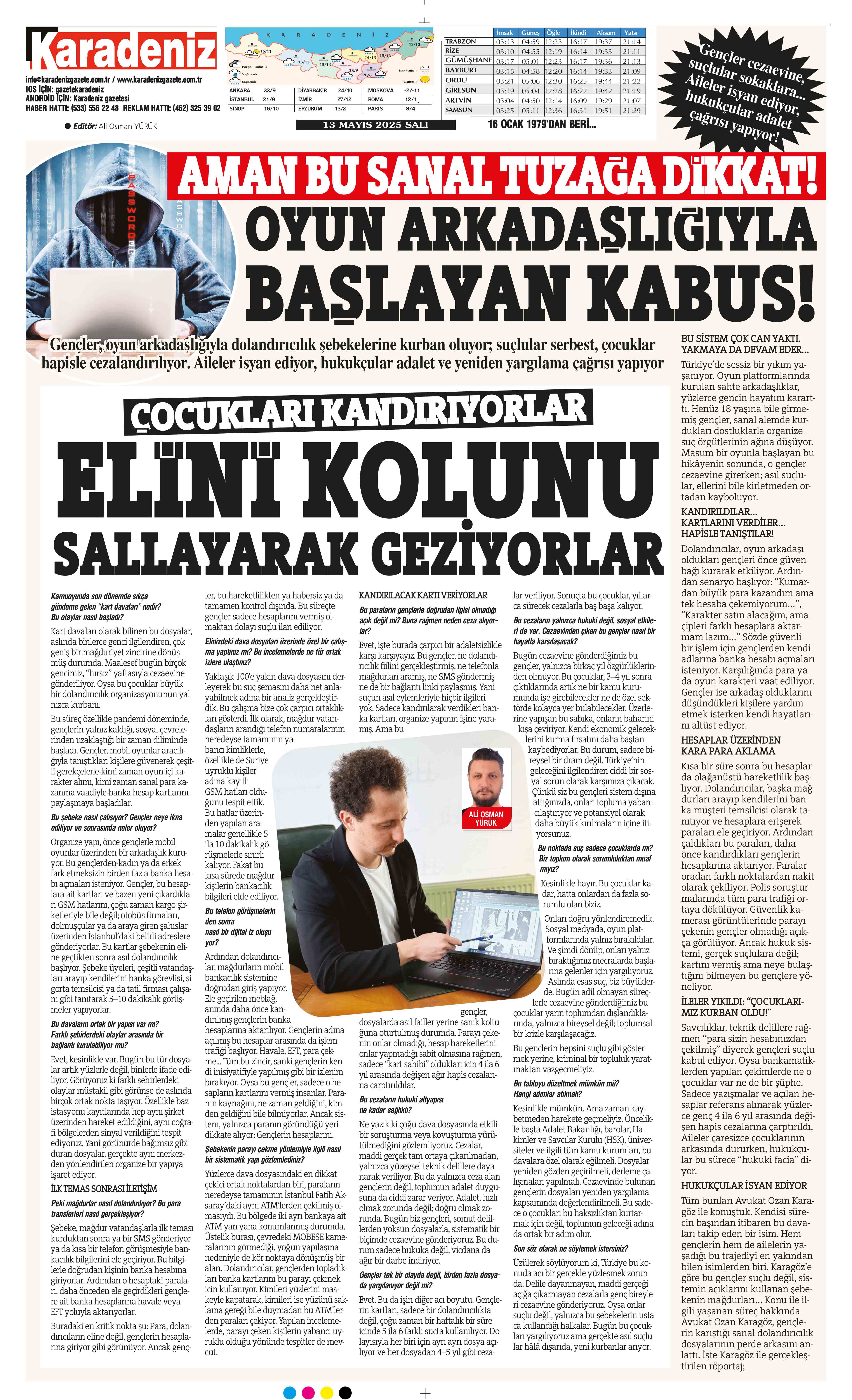 13 Mayıs 2025 Tarihli Karadeniz Gazete Sayfa 3