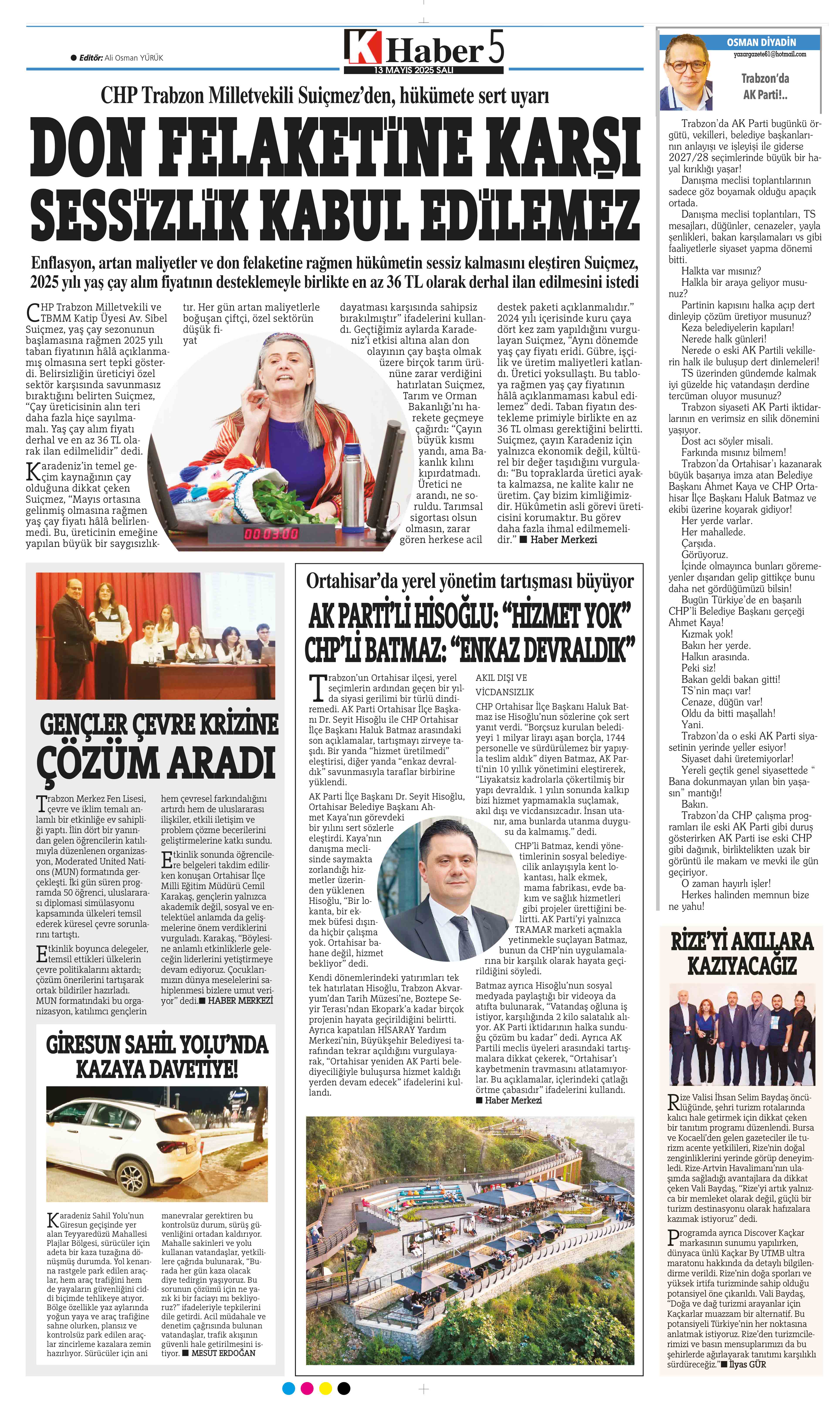 13 Mayıs 2025 Tarihli Karadeniz Gazete Sayfa 5