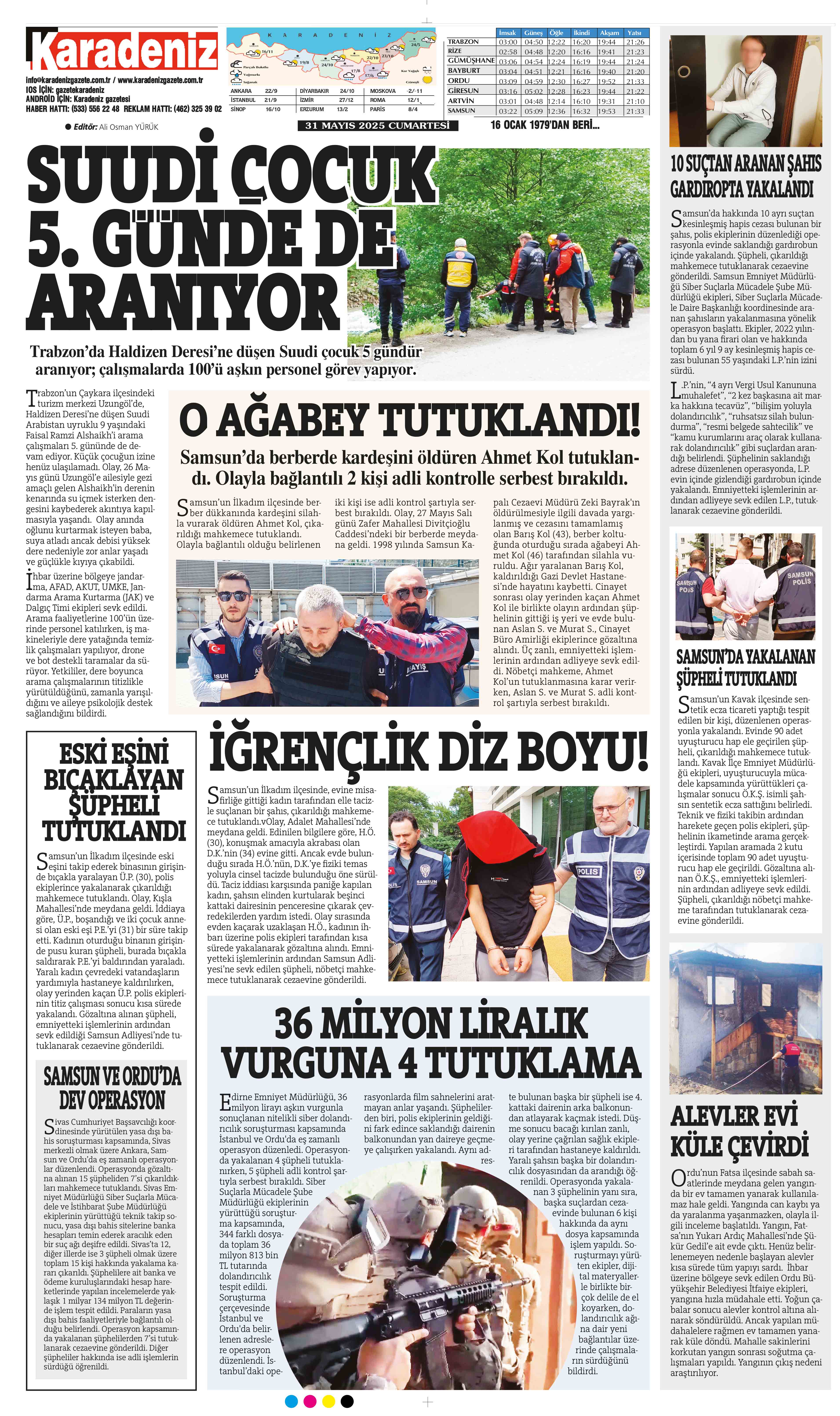 31 Mayıs 2025 Tarihli Karadeniz Gazete Sayfa 3